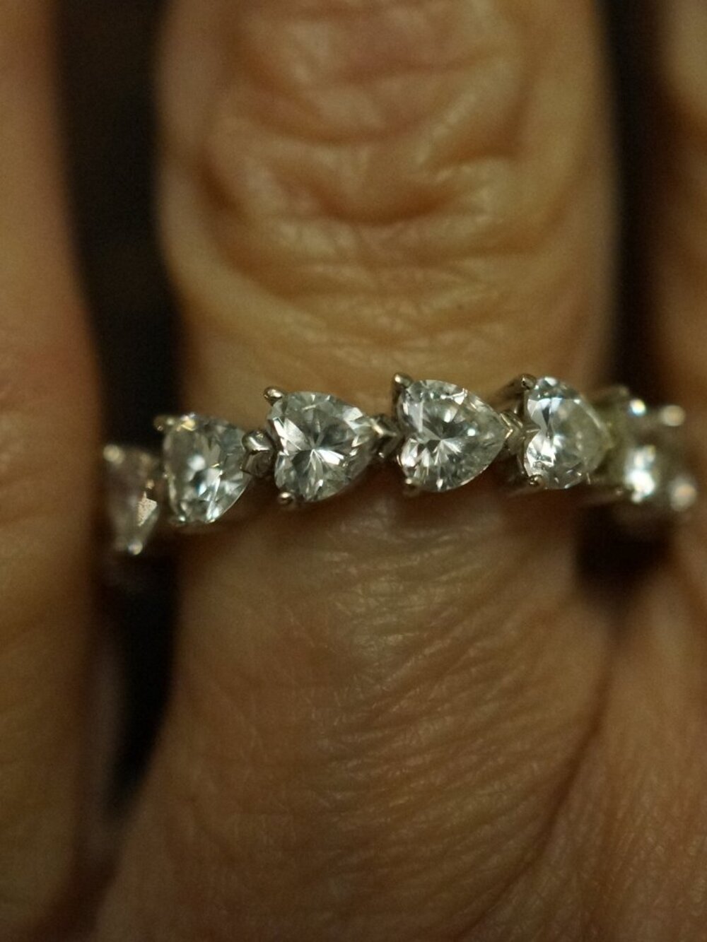 14K White Gold Absolute CZ Heart Eternity Band Size 8 Pre-owned HSN